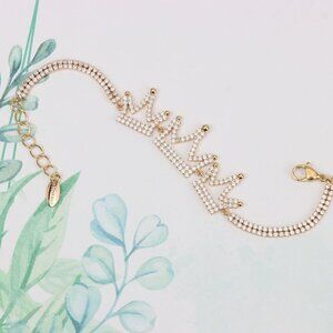 "Rose Gold Crown Design Bracelet with Sparkling Zircon Accents, XPBL0833